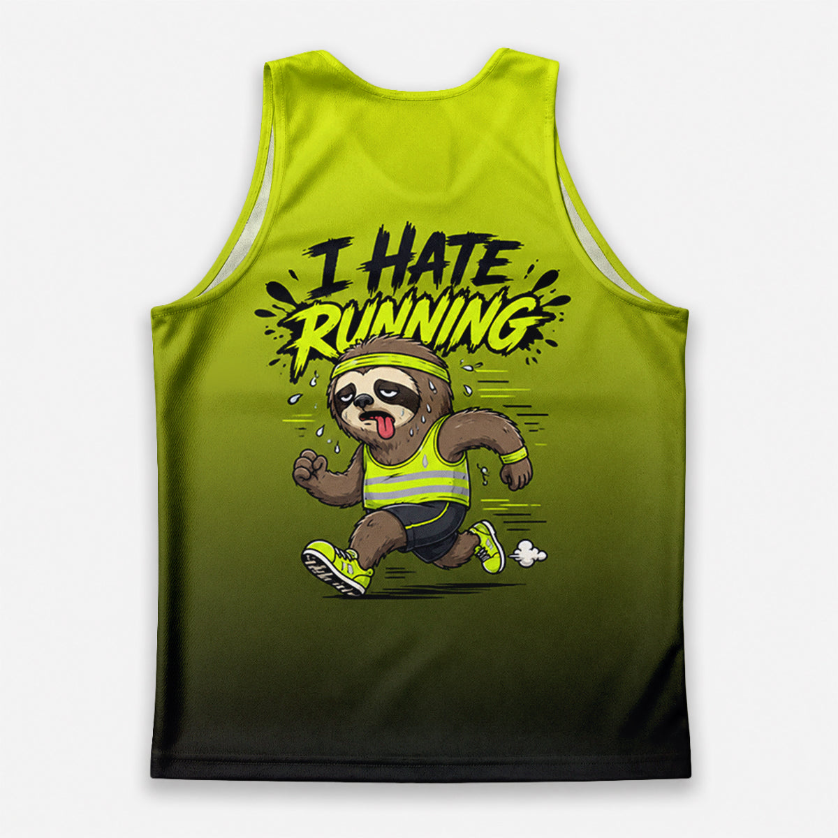Funny Running Tank Top I Hate Running Sloth Tech Singlet V2