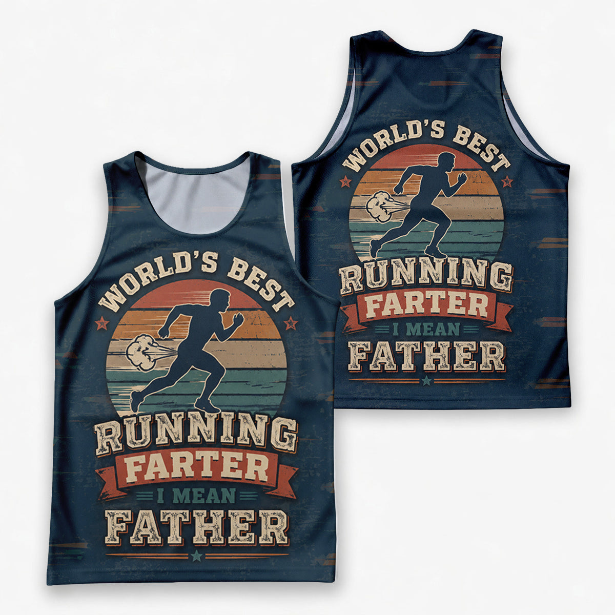 Funny Dad Running Tank Top World Best Farter Tech Singlet