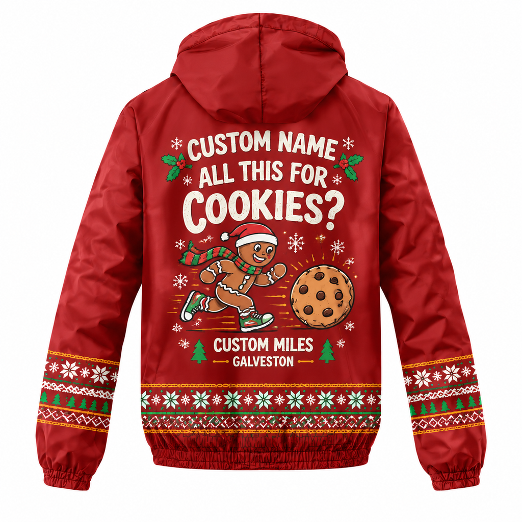 Custom Name Christmas Freakin’ Runner Santa Hustle Galveston Running Windbreaker Jacket
