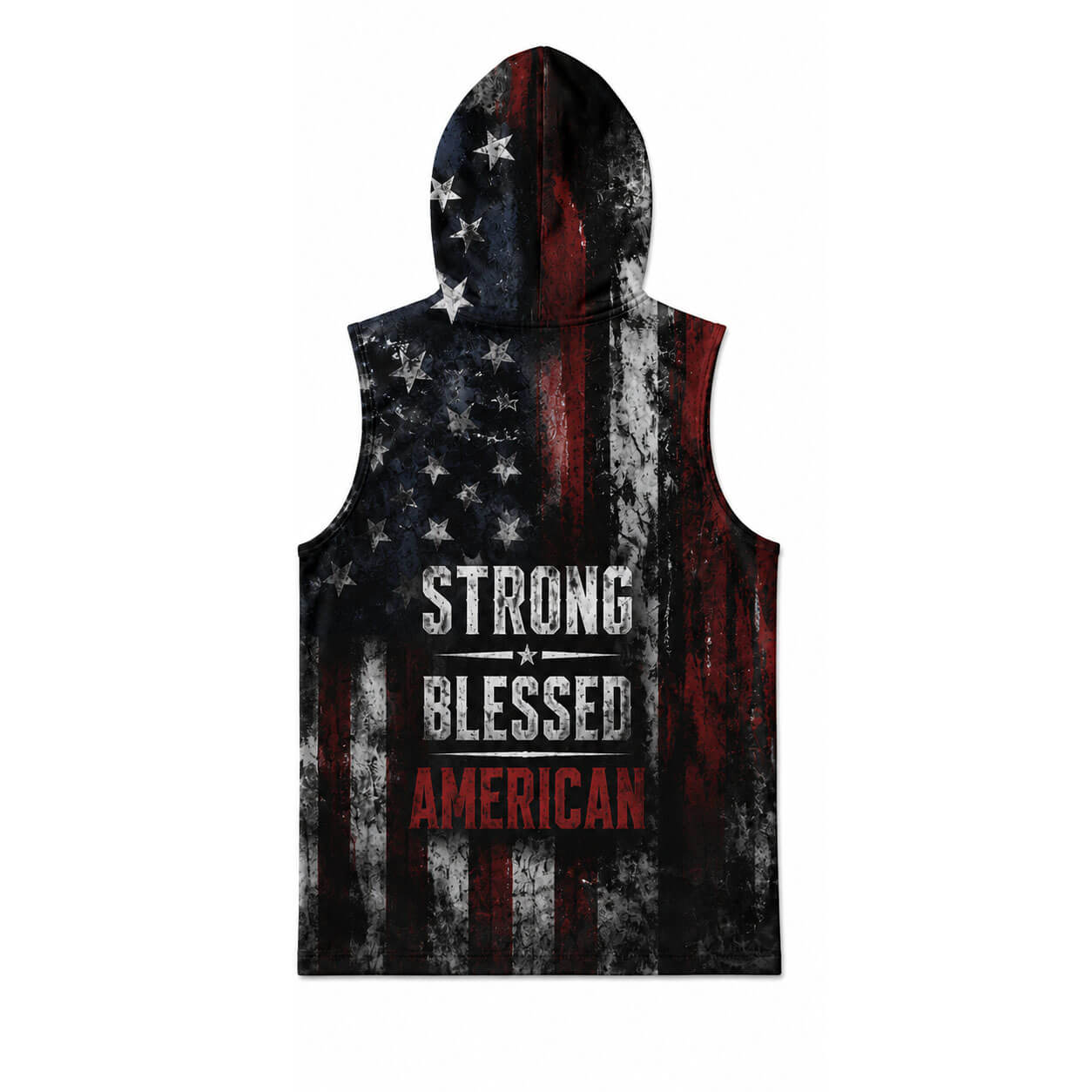 Strong Blessed American Men's Workout Hooded Tank Top