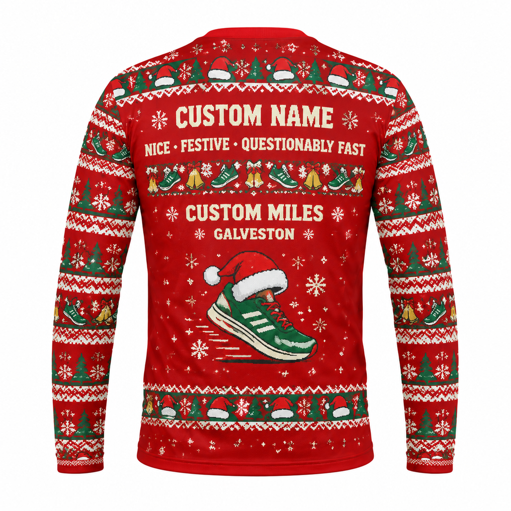Custom Name Miles Santa’s Slow List Santa Hustle Galveston Running Long Sleeve Shirt