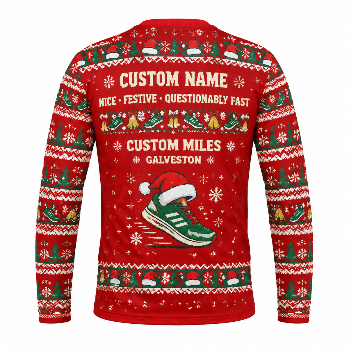 Custom Name Miles Santa’s Slow List Santa Hustle Galveston Running Long Sleeve Shirt