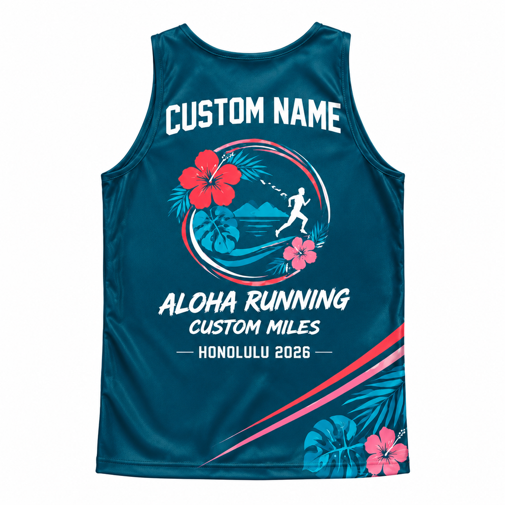 Custom Name Miles Tropical Hibiscus Running Tank Top