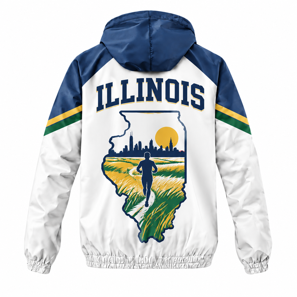Custom Name Prairie Miles Illinois Illinois Running Windbreaker Jacket