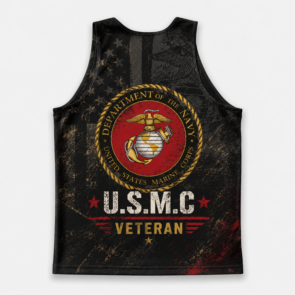 Veteran Running Tank Top - US Marine Corps Veteran V7 Tech Singlet