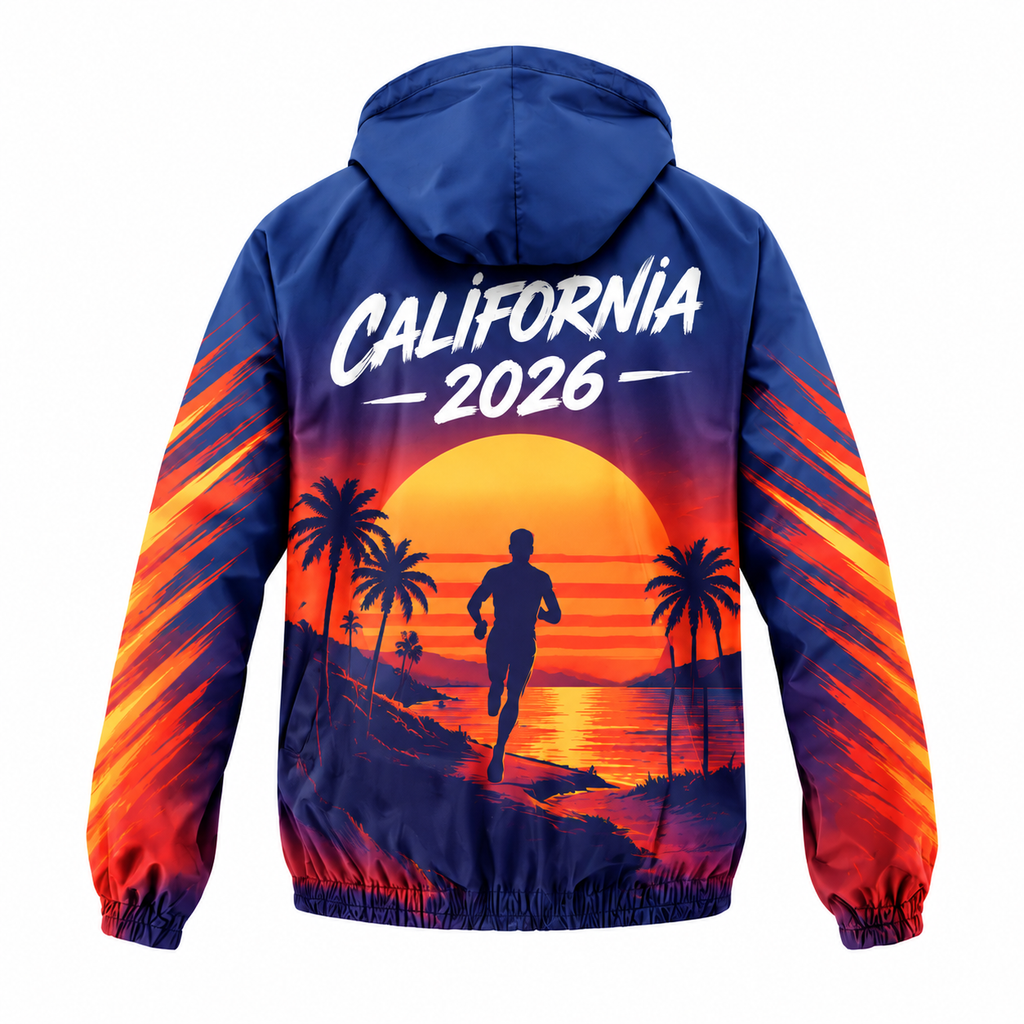 Custom Name California Sunset Runner Running Windbreaker Jacket