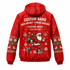 Custom Name Merry & Bright Santa Hustle Galveston Running Windbreaker Jacket