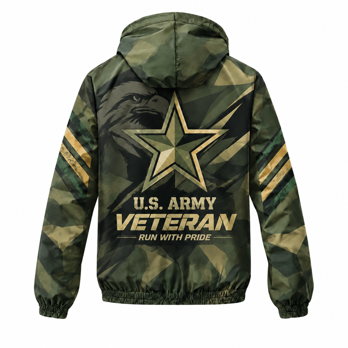 Custom Name Army Star Tactical Runner Running Windbreaker Jacket