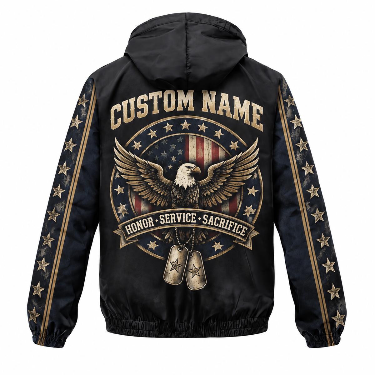Custom Name Honor Service Sacrifice Veteran Running Windbreaker Jacket