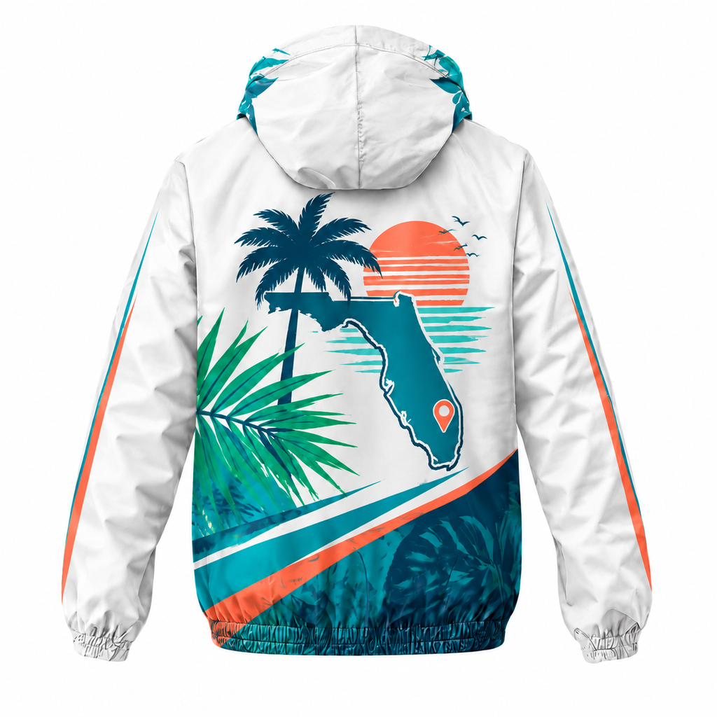 Custom Name Florida Tropical Miles Florida Running Windbreaker Jacket