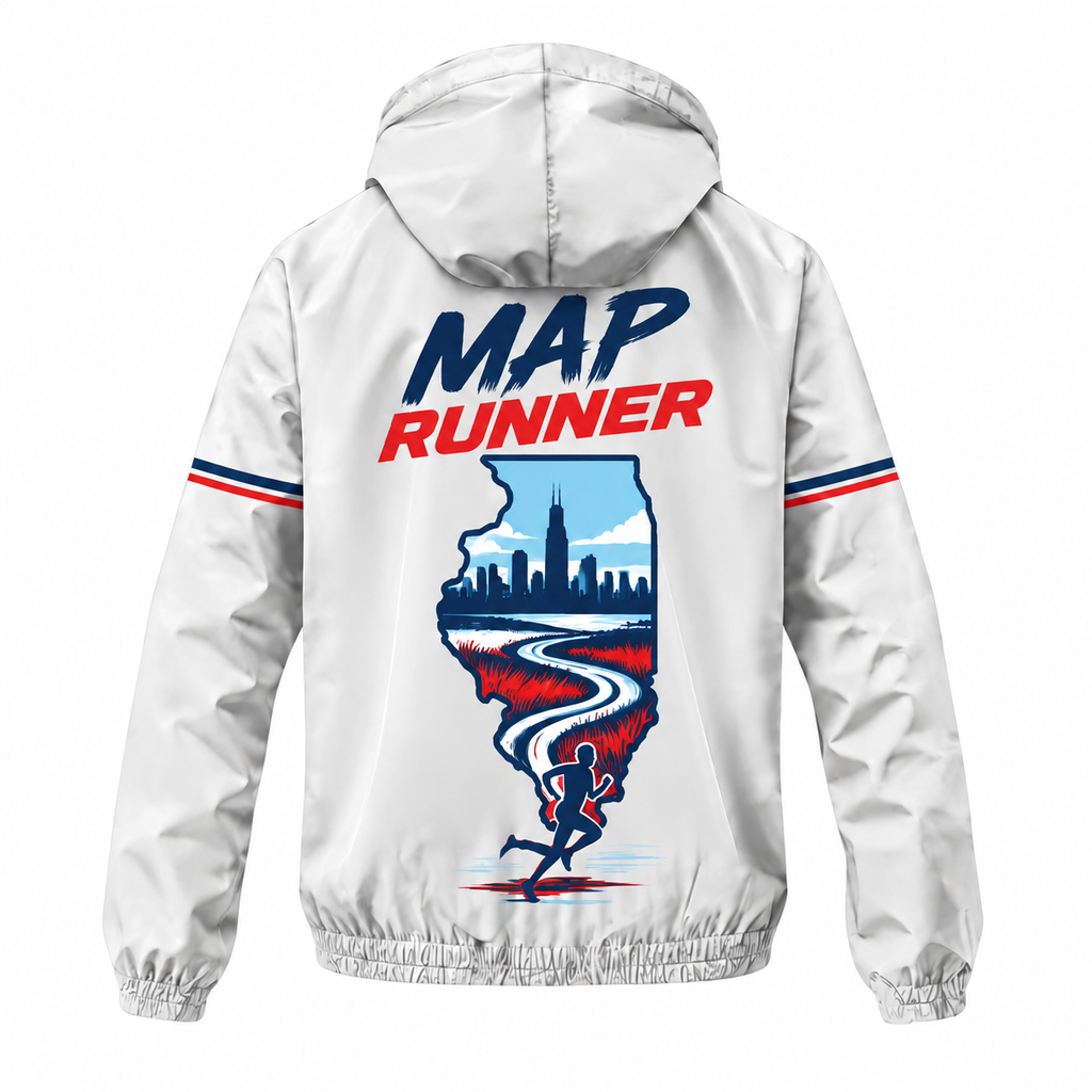 Custom Name Illinois Map Runner Illinois Running Windbreaker Jacket