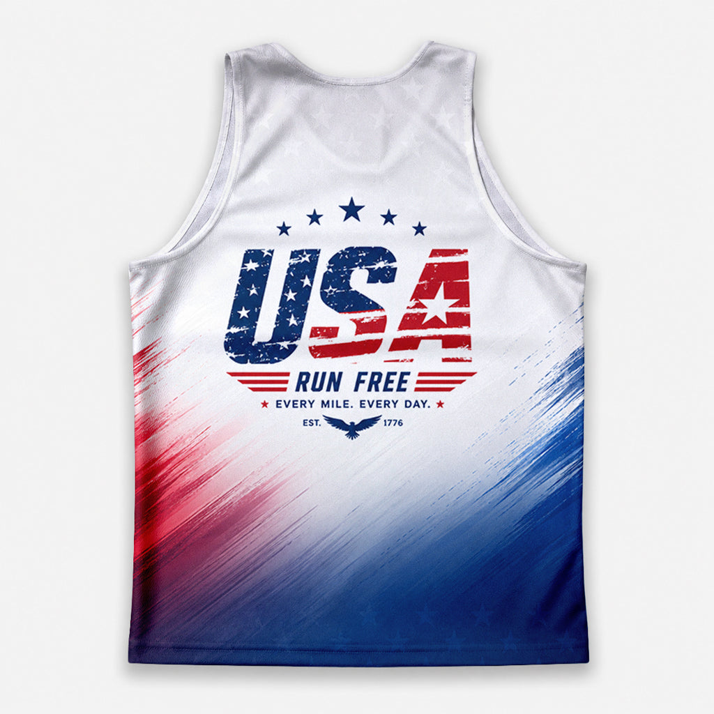 Patriotic Tech Running Tank Top - Red White Blue Running Singlet