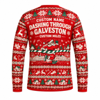 Custom Name Miles Merry & Bright Miles Santa Hustle Galveston Running Long Sleeve Shirt