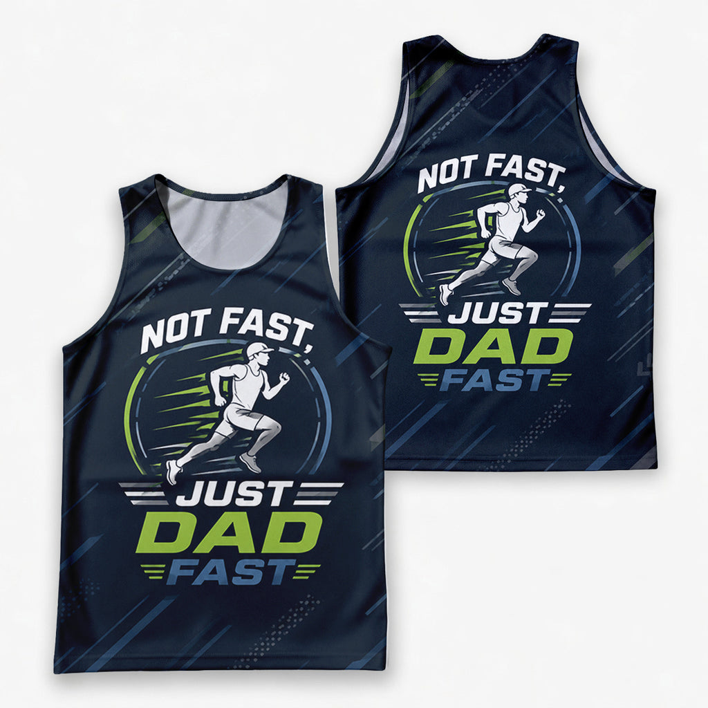 Funny Dad Running Tank Top Just Dad Fast Tech Singlet