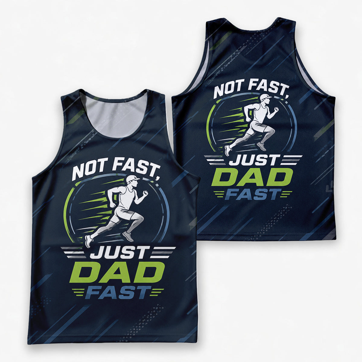 Funny Dad Running Tank Top Just Dad Fast Tech Singlet
