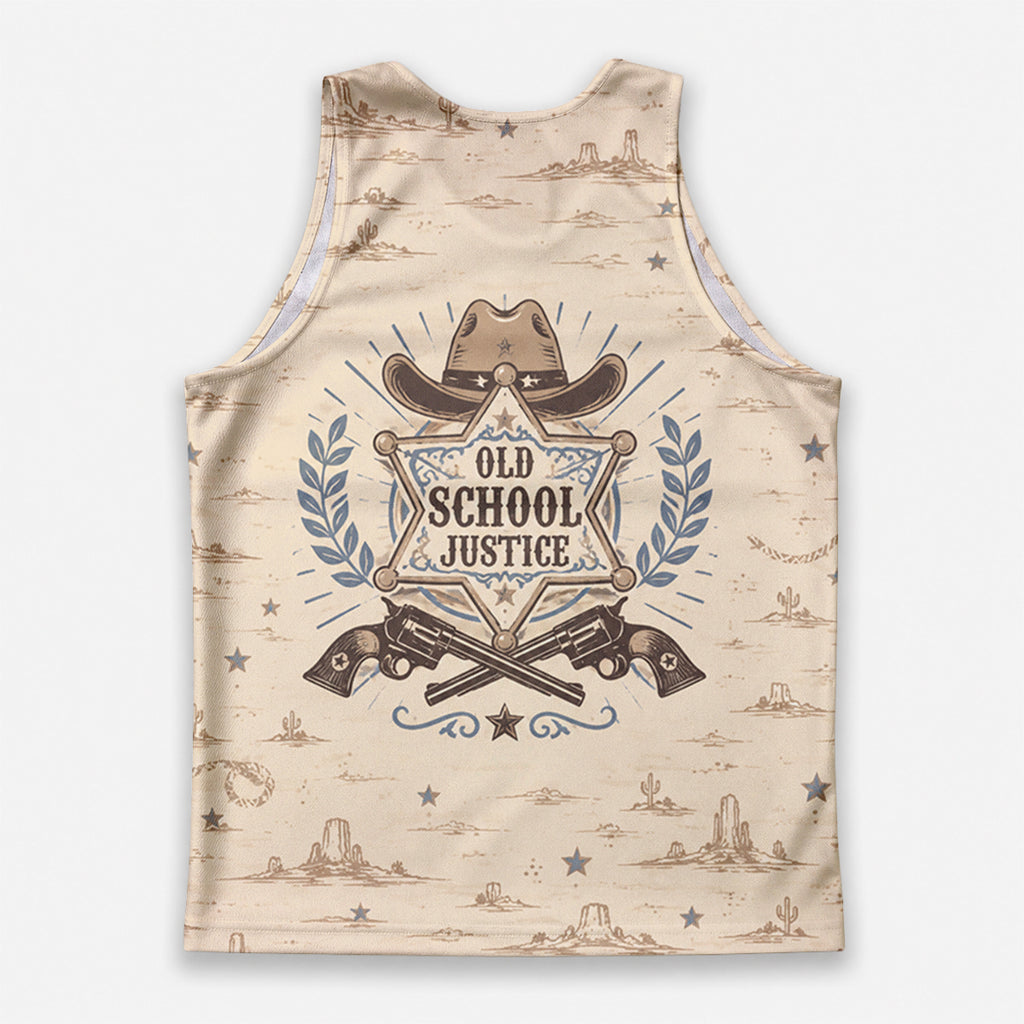 Men's Running Tank Top Police Old School Justice Running Singlet