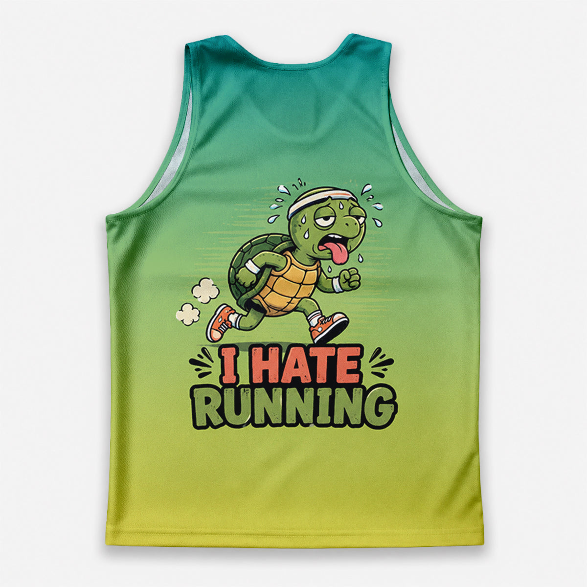 Funny Running Tank Top I Hate Running Turtle Tech Singlet V2