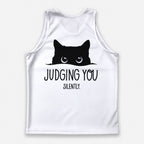 Cat Running Tank Top Black Cat Silently Judging You Running Singlet for Men and Women