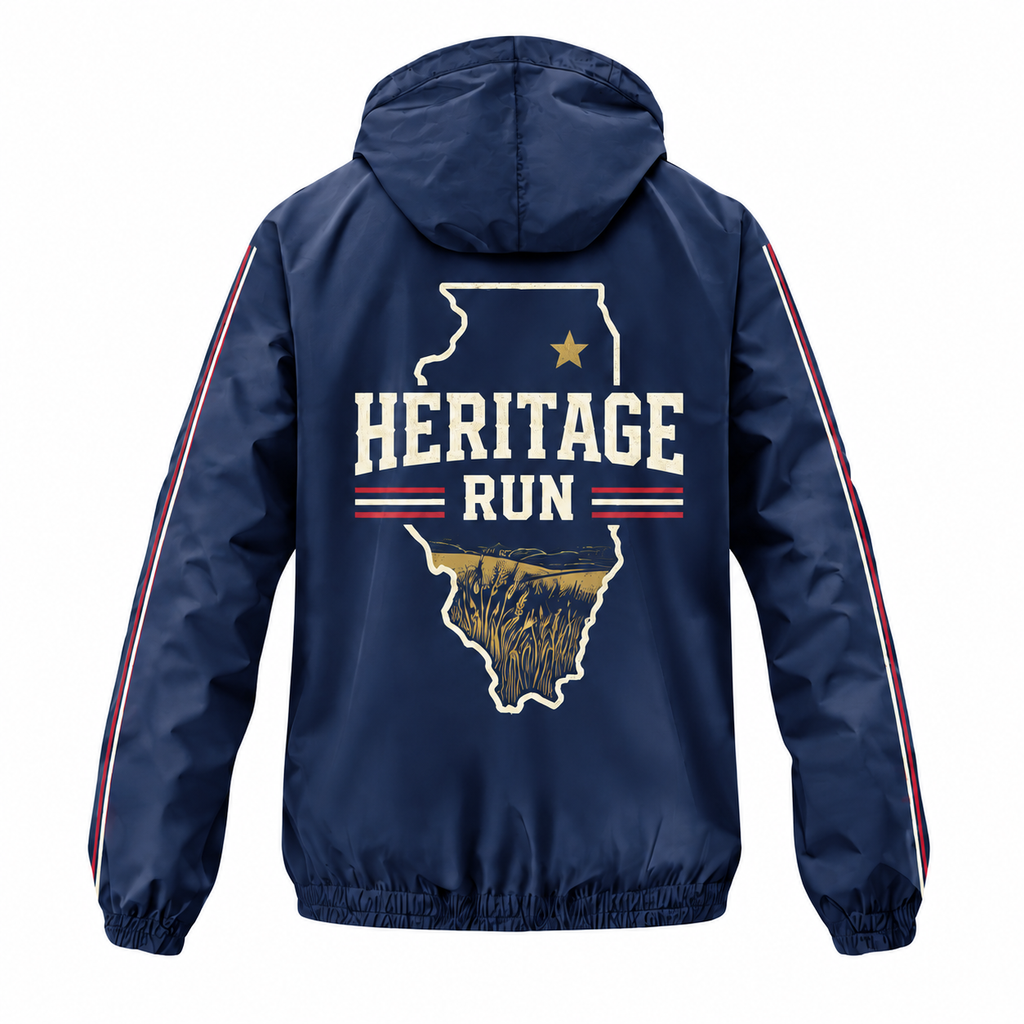 Custom Name Illinois Heritage Run Illinois Running Windbreaker Jacket