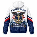 Custom Name Coast Guard Anchor Shield Veteran Running Windbreaker Jacket