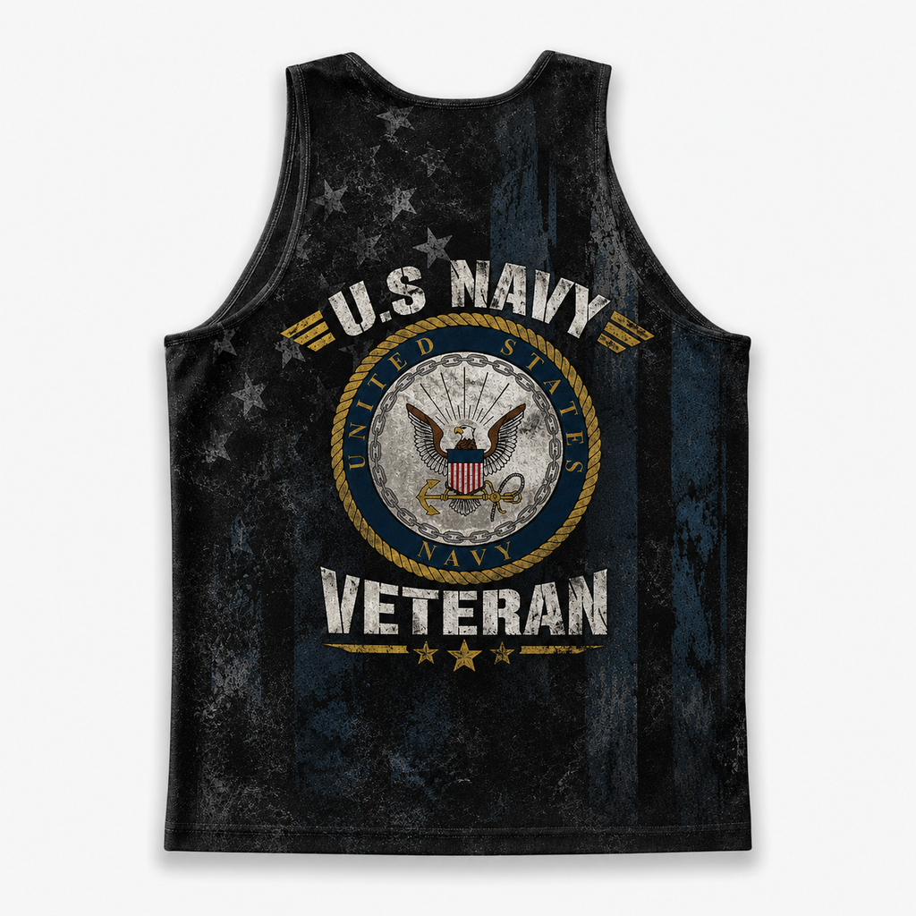 Veteran Running Tank Top - US Navy Veteran V10 Tech Singlet