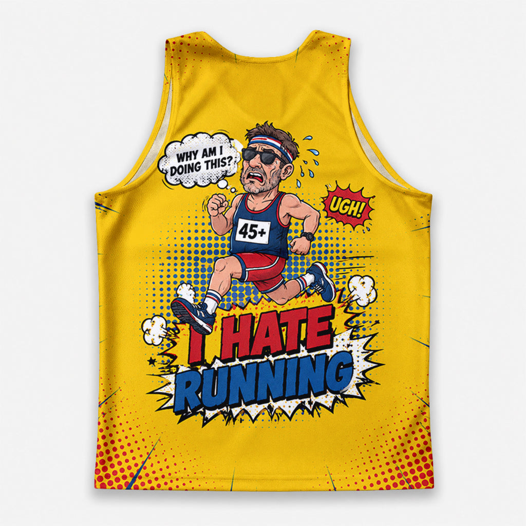 Funny Running Tank Top I Hate Running Comic Tech Singlet