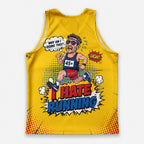 Funny Running Tank Top I Hate Running Comic Tech Singlet