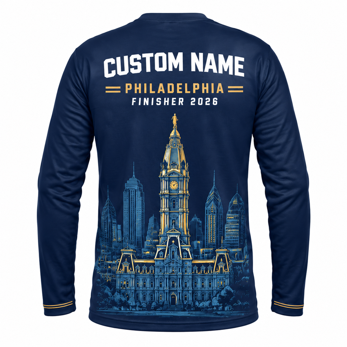 Custom Name Philadelphia Midnight City Finisher Running Long Sleeve Shirt