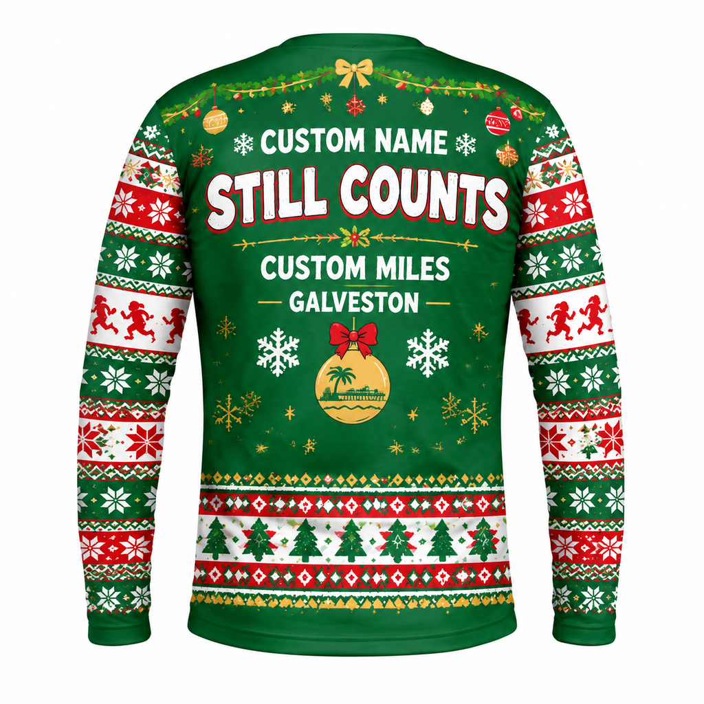 Custom Name Miles Dashing-ish Through Santa Hustle Galveston Running Long Sleeve Shirt