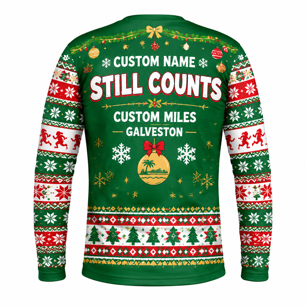 Custom Name Miles Dashing-ish Through Santa Hustle Galveston Running Long Sleeve Shirt