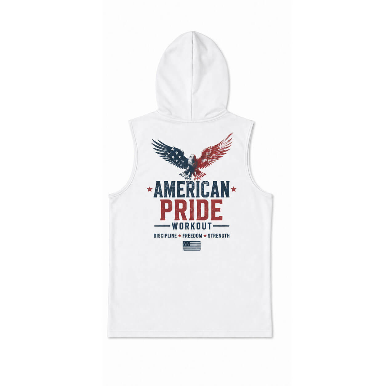 Built In America Men's Workout Hooded Tank Top
