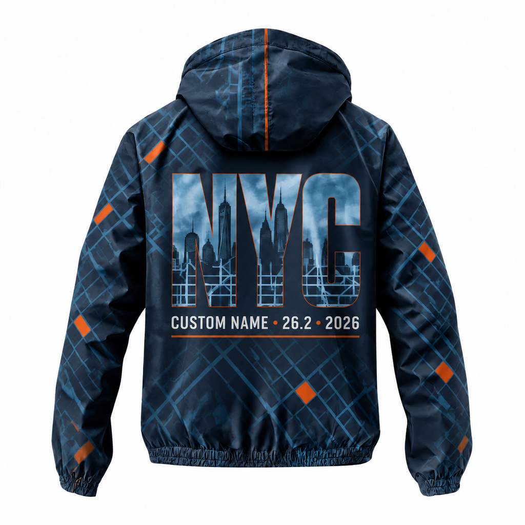 Custom Name Concrete Grid NYC Running Windbreaker Jacket
