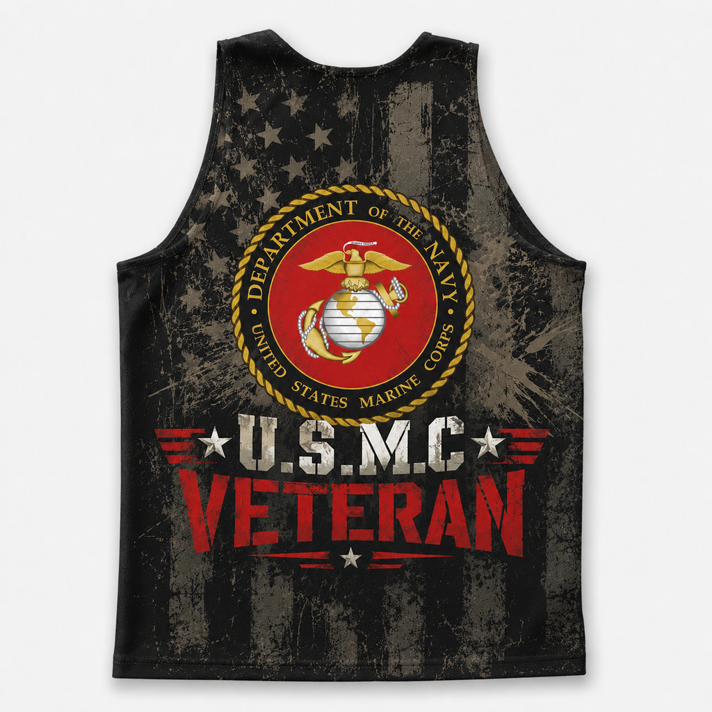 Veteran Running Tank Top - US Marine Corps Veteran V10 Tech Singlet