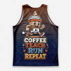 Teacher Running Tank Top Coffee Fueled Teacher Runner Tech Running Singlet