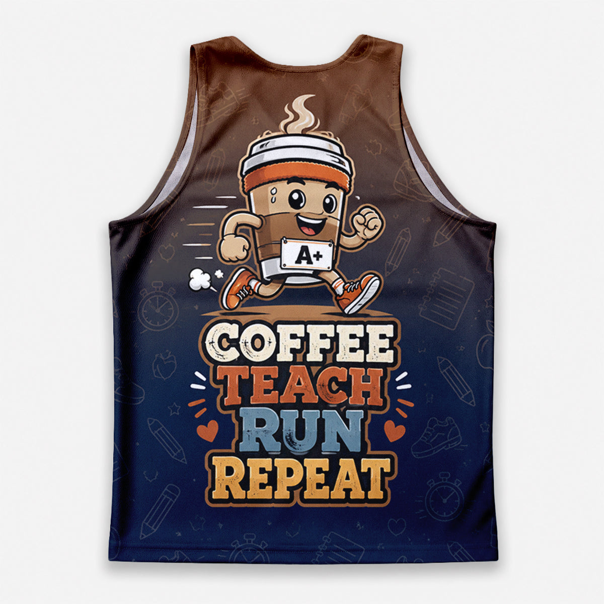Teacher Running Tank Top Coffee Fueled Teacher Runner Tech Running Singlet