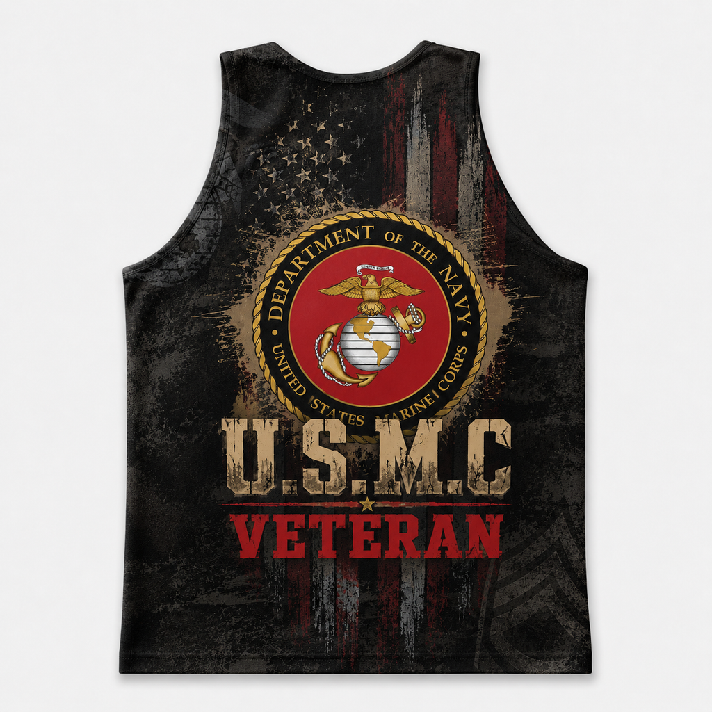 Veteran Running Tank Top - US Marine Corps Veteran V8 Tech Singlet