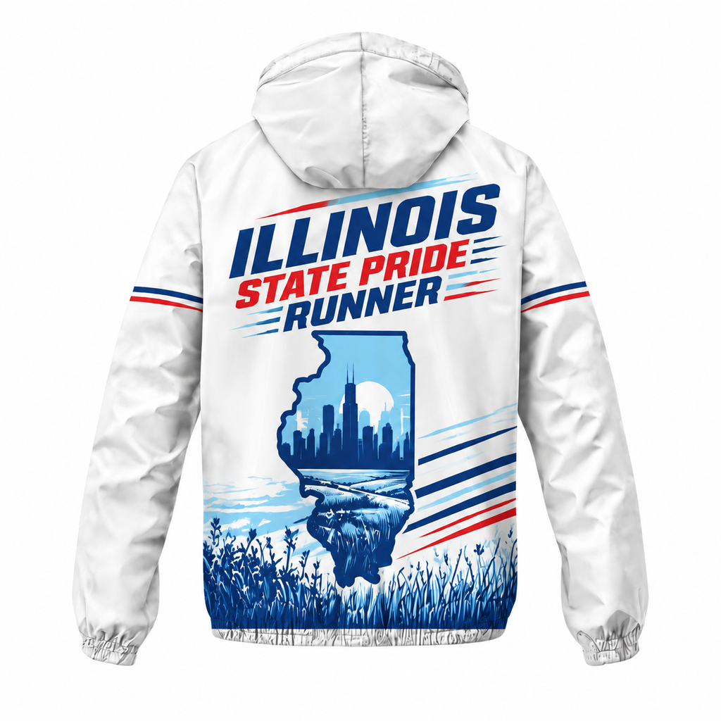 Custom Name Illinois State Pride Runner Illinois Running Windbreaker Jacket