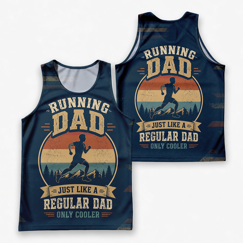 Funny Dad Running Tank Top Like Regular Dad Only Cooler Tech Singlet V2