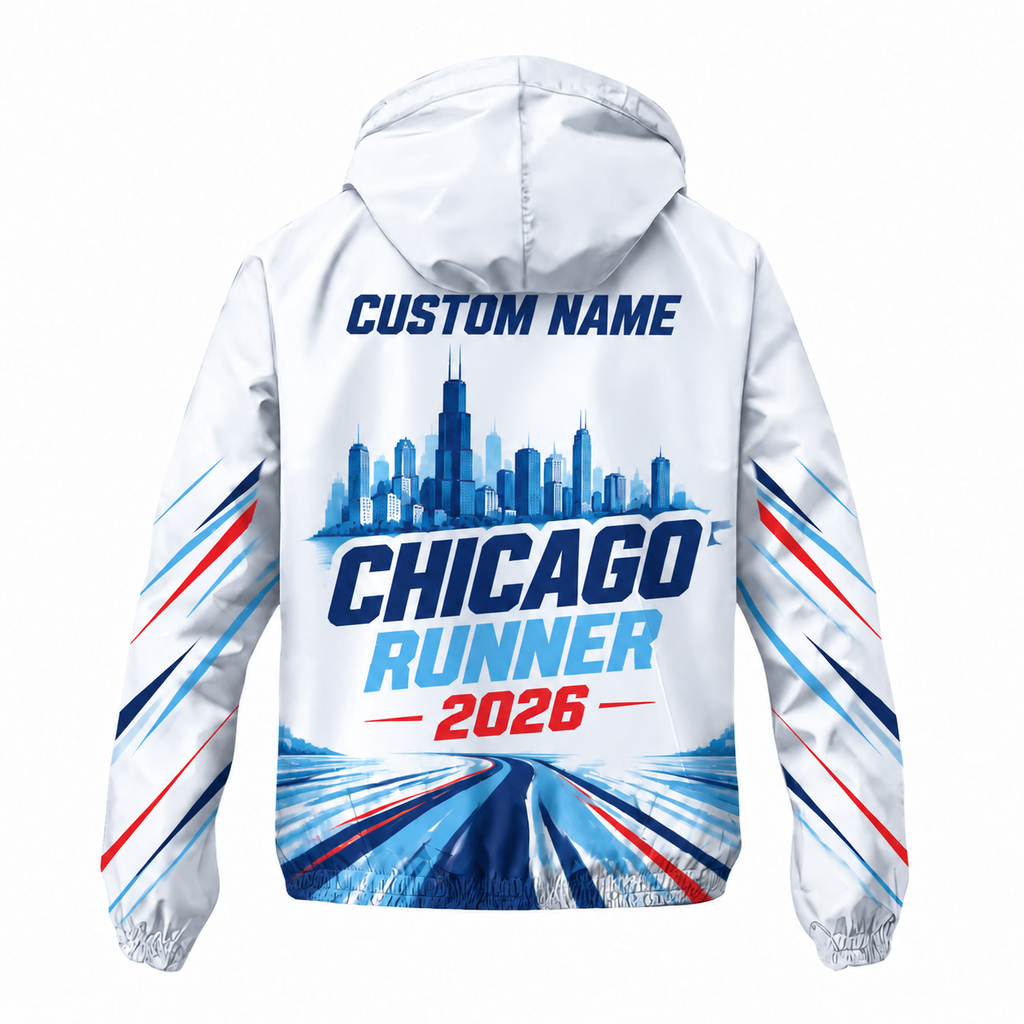 Custom Name Chicago Skyline Velocity Running Windbreaker Jacket