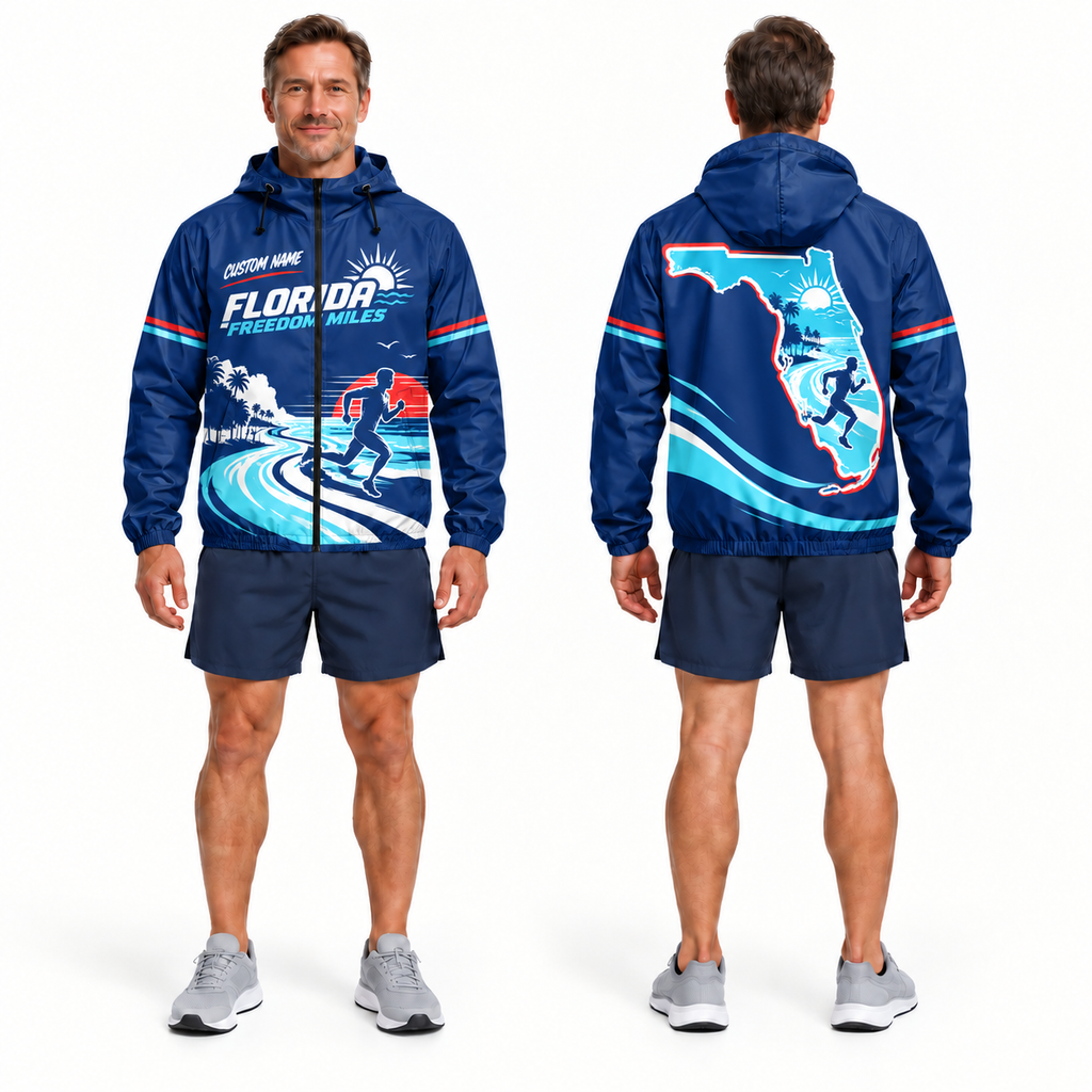 Custom Name Florida Freedom Miles Florida Running Windbreaker Jacket