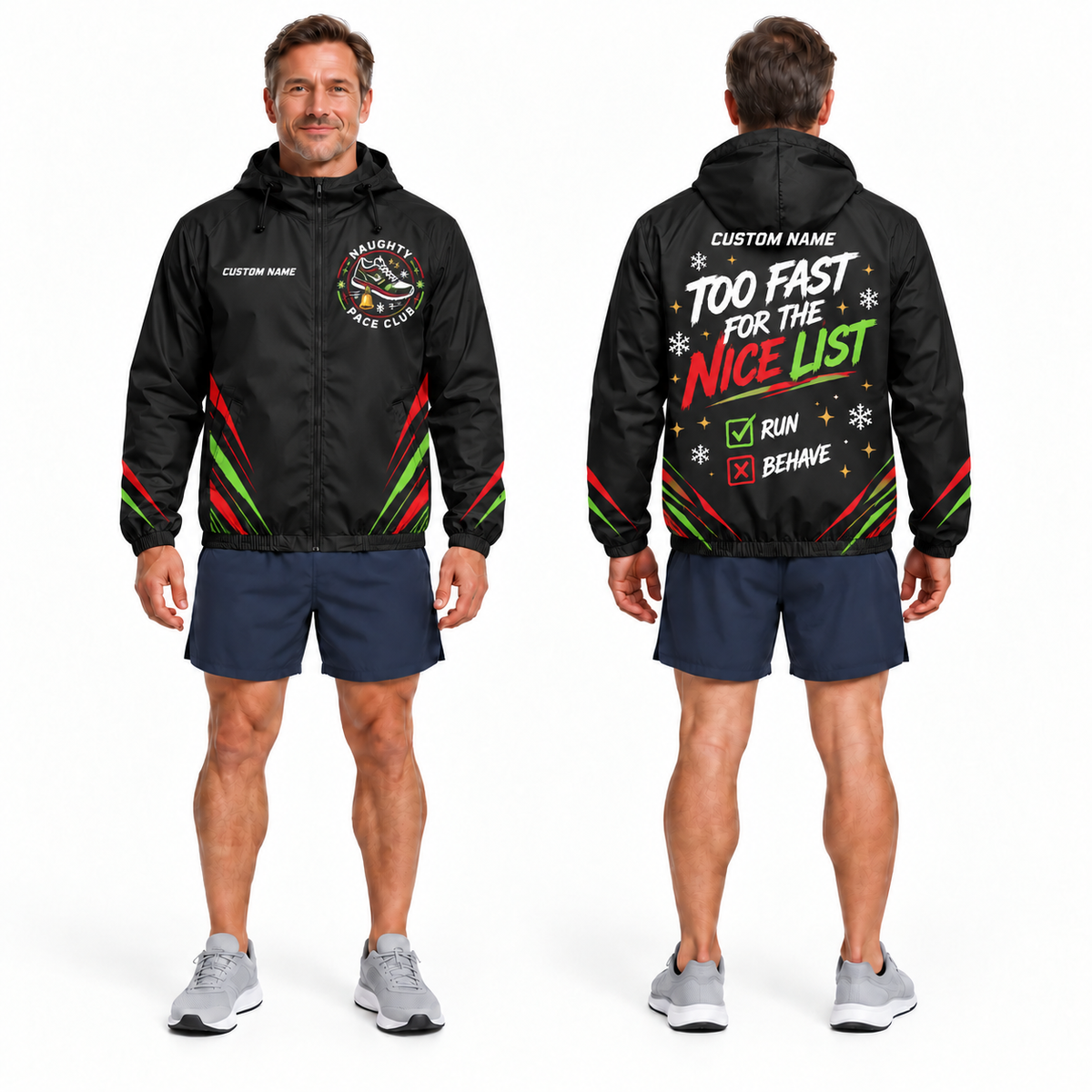 Custom Name Naughty Pace Club Running Windbreaker Jacket
