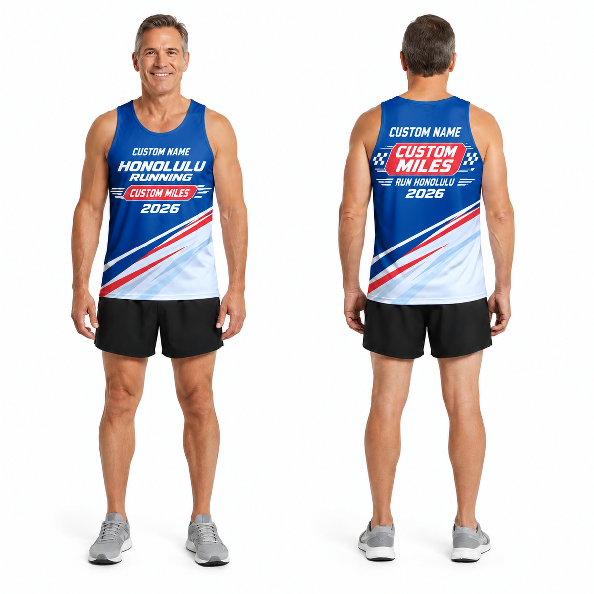 Custom Name Miles Honolulu 26.2 Runner Running Tank Top