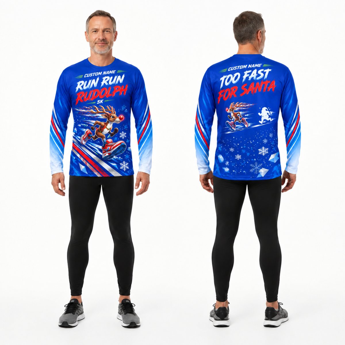 Custom Name Run Run Rudolph Running Long Sleeve Shirt