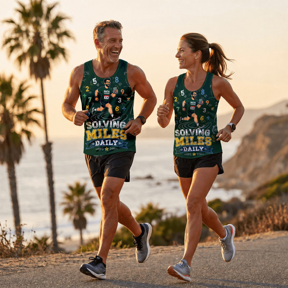 Teacher Running Tank Top Math Teacher Mile Club Tech Running Singlet