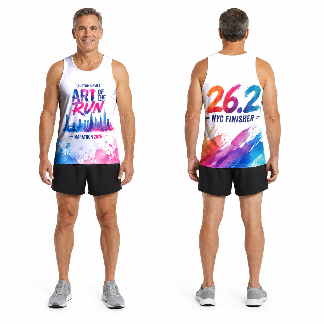Watercolor Skyline The NYC Race Day Running Tank Top
