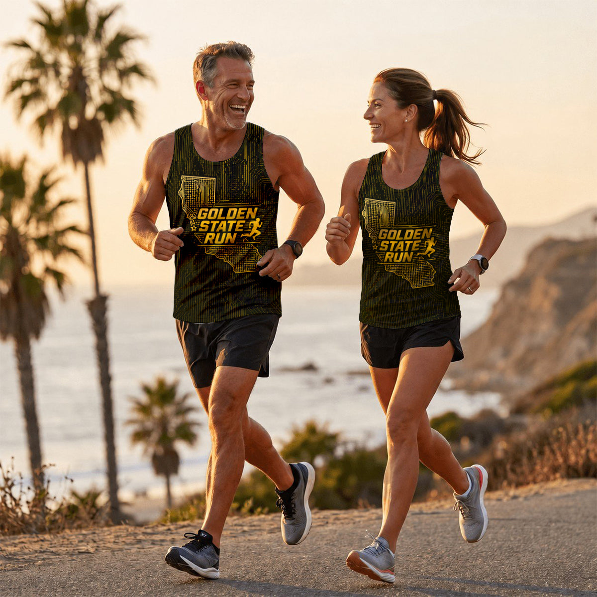 Golden State Map California State Running Tank Top