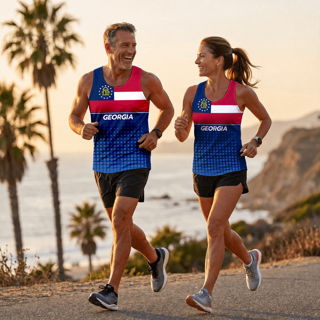 Patriotic Tech Running Tank Top - Georgia State Pride Running Singlet