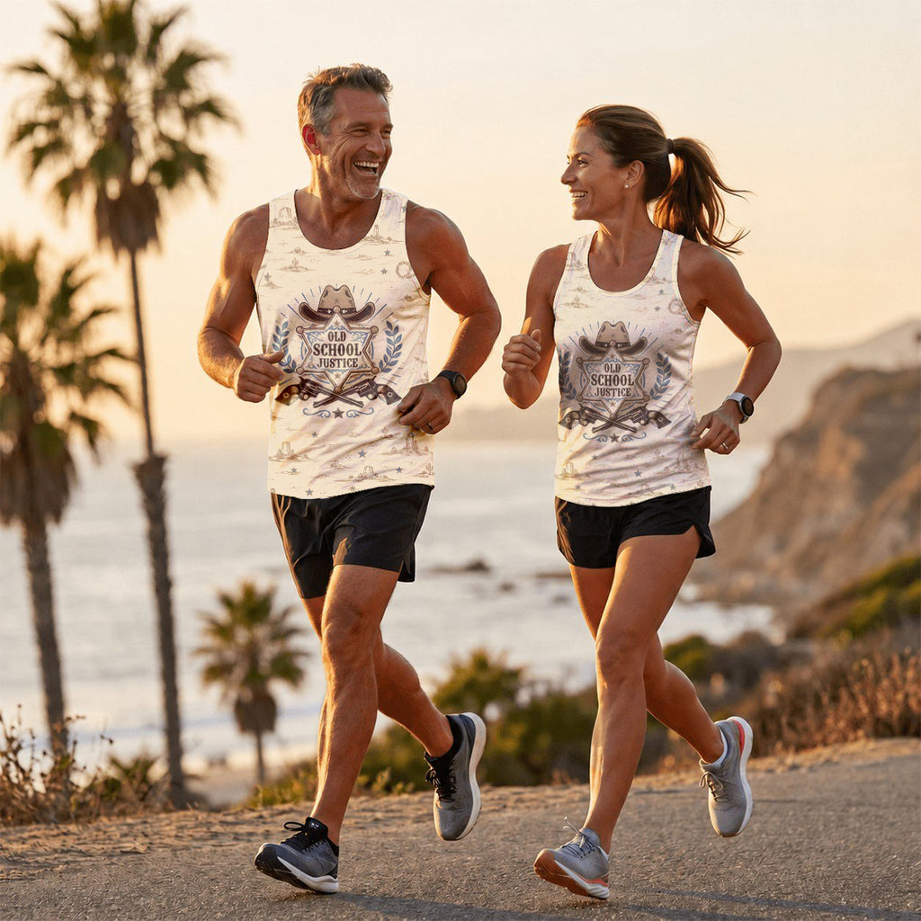 Men's Running Tank Top Police Old School Justice Running Singlet