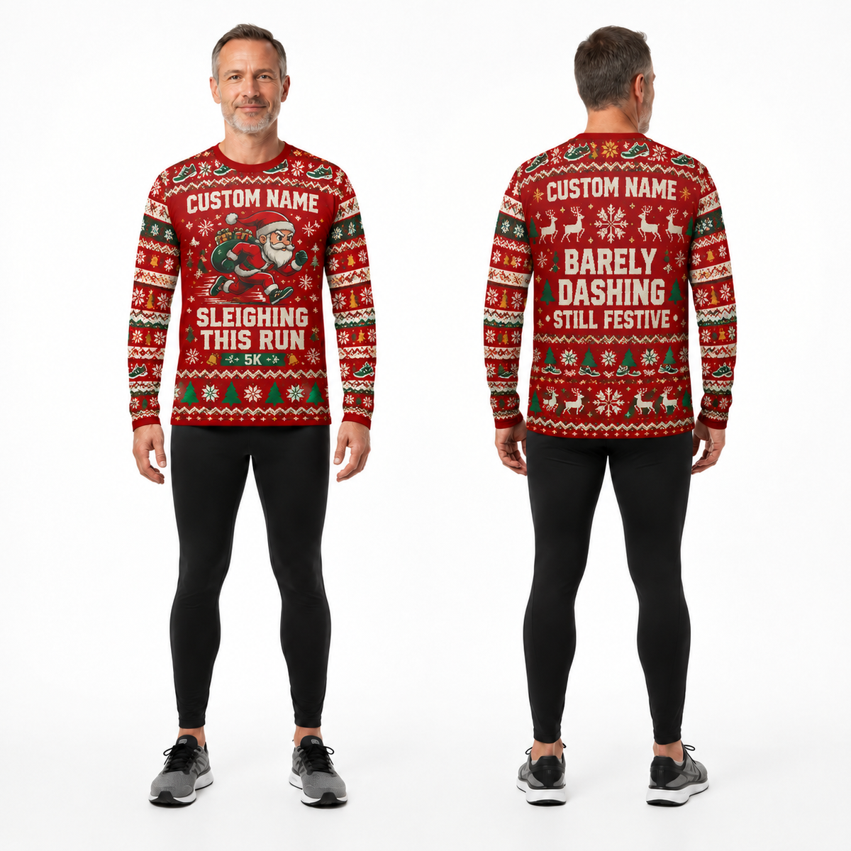 Custom Name Sleighing This Run Running Long Sleeve Shirt