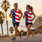 USA Running Tank Top American Flag Stars and Stripes Running Singlet for Men and Women